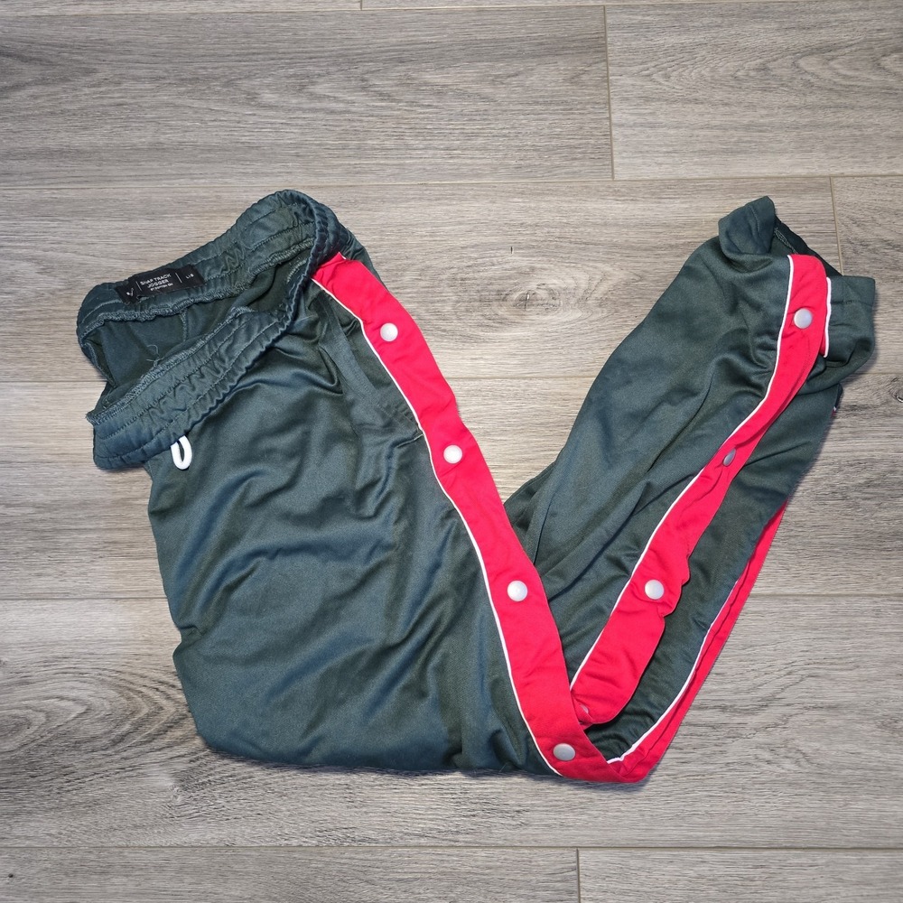 Men's Cotton On Side Leg Snap Button Sidr Snaps Track Pants Green & Red Sz Large